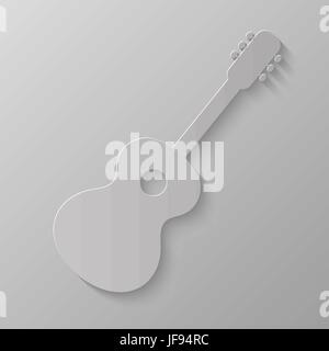 Stylized Guitar Silhouette Isolated on Grey Background Stock Vector