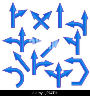 Set of Blue Arrows Isolated on White Background Stock Vector