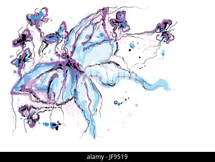 butterflies in watercolor Stock Vector