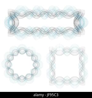 Abstract Decorative Wave Frames Isolated on White Background Stock Vector