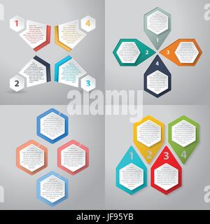 Infographics background with 4 option hexagon elements Stock Vector