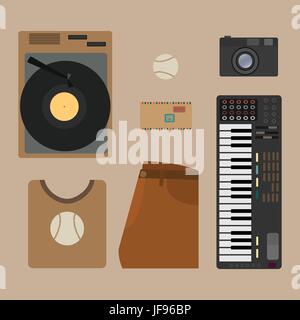 Retro media icons set Stock Vector