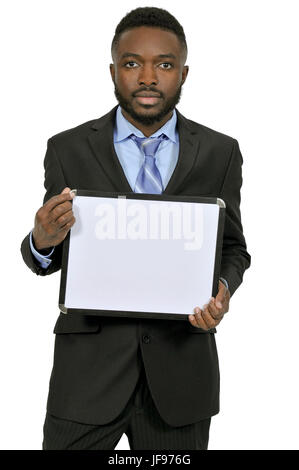 Man Holding Blank Sign Stock Photo