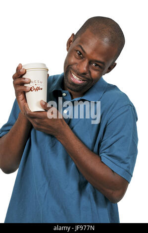 Black Man Drinking Coffee Stock Photo