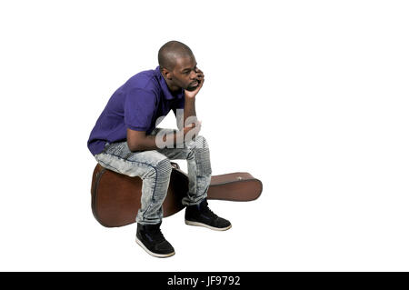Black man with Guitar Stock Photo