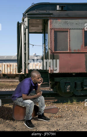 Traveling African American Musician Stock Photo