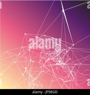 Sunrise colors abstract background gradient. Connecting dots Stock Vector