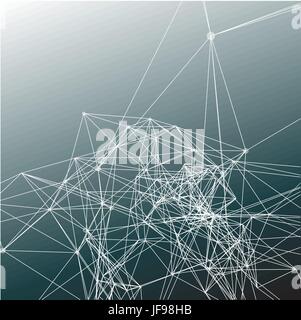 Grey Abstract Background Gradient. Connecting Dots With Lines Stock Vector