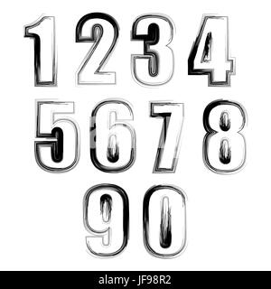 Set of Grunge Numbers Isolated on White Background Stock Vector