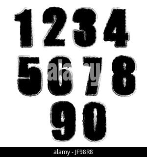 Set of Grunge Numbers Isolated on White Background Stock Vector