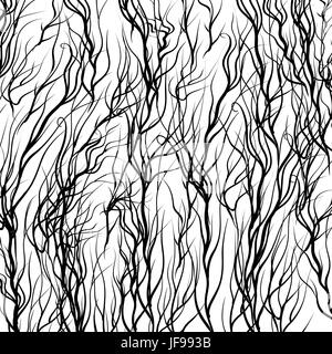 Black Trees on White  Background. Natural Pattern Stock Vector