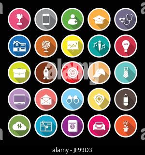 Job description flat icons with long shadow Stock Vector