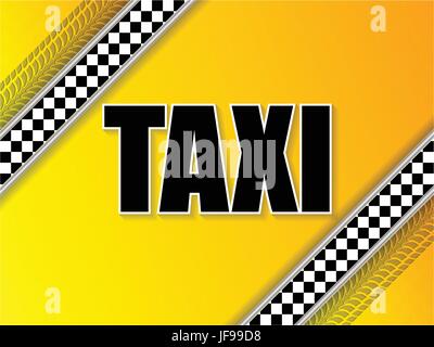 Taxi company advertising with tire tread and metallic elements Stock Vector