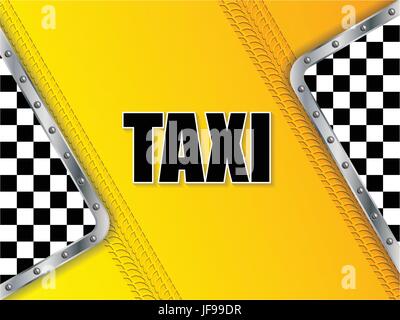 Abstract taxi advertising background with tire tread and metallic elements Stock Vector