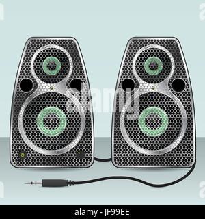 Speakers with hexagon mesh front Stock Vector