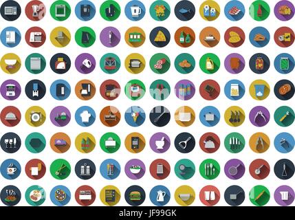 Big set of circle flat design icons Stock Vector