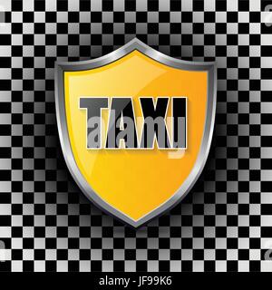 Metallic taxi shield shaped badge Stock Vector
