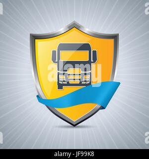 Truck badge with blue ribbon Stock Vector