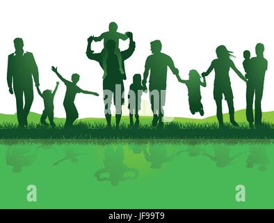 families in nature Stock Vector