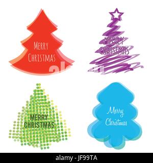 Christmas tree set flat style Stock Vector