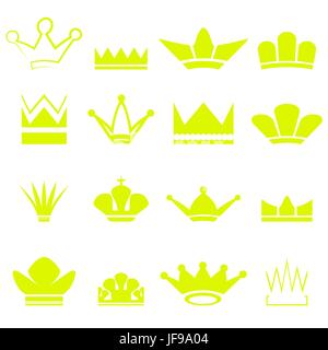 Set of Gold Crowns Silhouettes Isolated on White Background Stock Vector