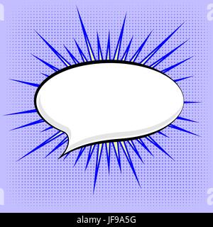 Speech Bubble on Blue Dotted Background. Retro Comic Speech Bubble Stock Vector