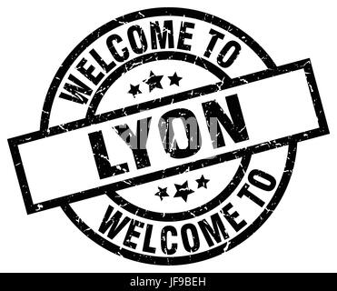 welcome to Lyon black stamp Stock Vector