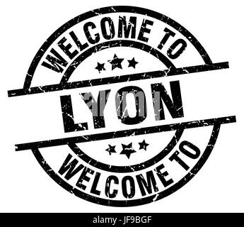 welcome to Lyon black stamp Stock Vector