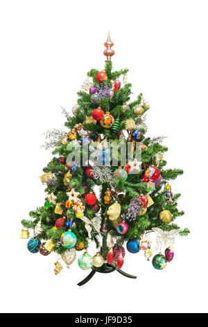 Decorated Christmas tree isolated on white background Stock Photo - Alamy