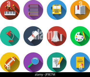 Set of school icons Stock Vector