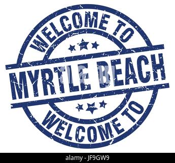 welcome to Myrtle Beach blue stamp Stock Vector