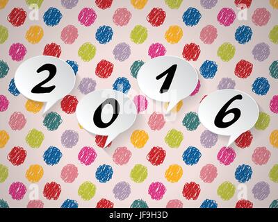 Colorful background with speech bubbles and 2016 text Stock Vector