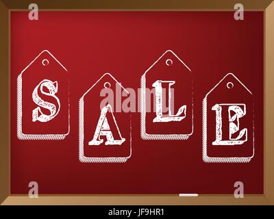Hand drawn discount labels on chalkboard with sale text Stock Vector