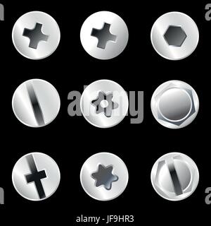 Self Tapping Screw Isolated on background vector illustration. Stock Vector