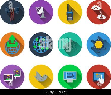 Set of communication icons in flat designg Stock Vector