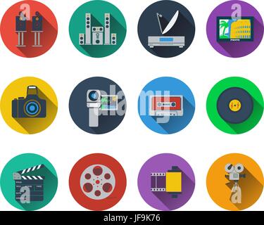Set of multimedia icons in flat design Stock Vector