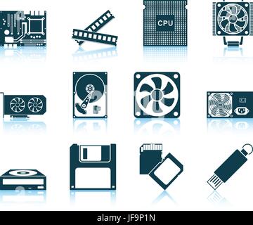Set of computer hardware icons Stock Vector