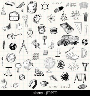 Set of doodle education icons Stock Vector