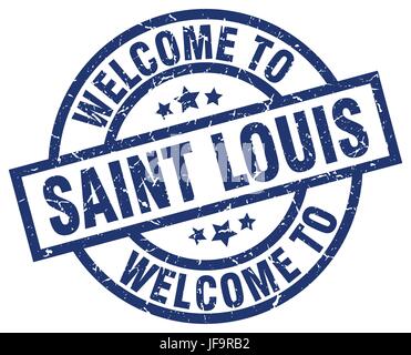 welcome to Saint Louis blue stamp Stock Vector