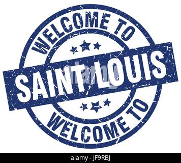 welcome to Saint Louis blue stamp Stock Vector