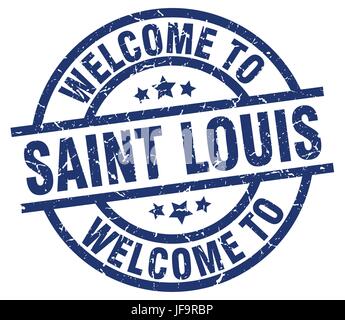 welcome to Saint Louis blue stamp Stock Vector