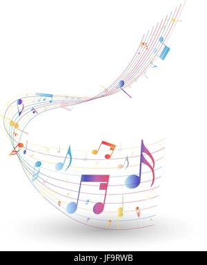 Multicolor musical note staff Stock Vector