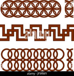 Oriental geometrical seamless borders Stock Vector