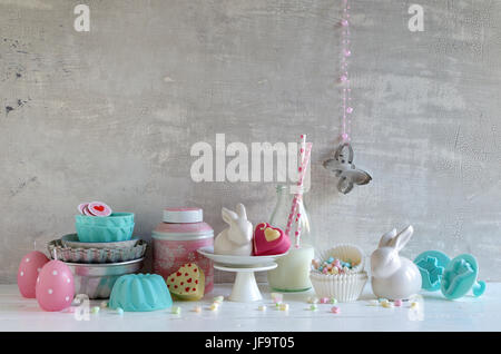 still life with cake tin to easter Stock Photo