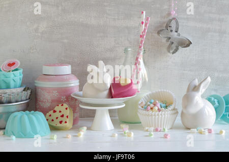 still life with cake tin to easter Stock Photo