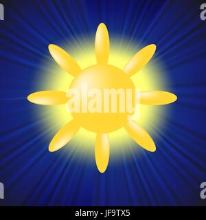 Sun Icon Isolated on Blue Sky Background Stock Vector