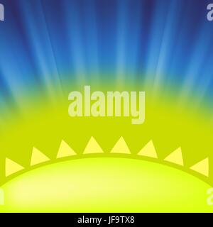 Part of Yellow Sun on Blue Sky Background Stock Vector