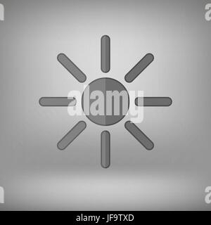 Grey Sun Icon Isolated on Grey Soft Background Stock Vector