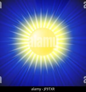 Sun Icon Isolated on Blue Sky Background Stock Vector