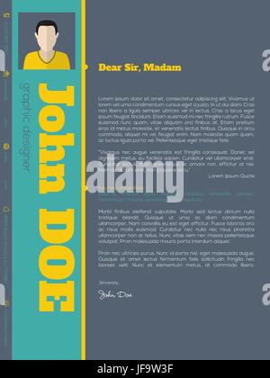 Modern cover letter cv resume template with vivid colors Stock Vector